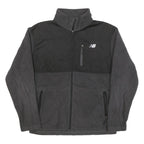 NEW BALANCE Mens Black & Dark Grey Athletic Zip Jacket M Polyester Blend