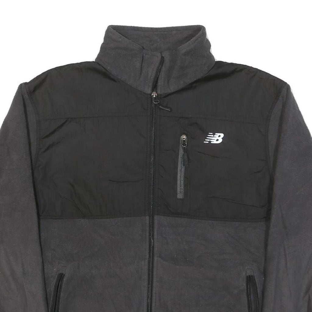 NEW BALANCE Mens Black & Dark Grey Athletic Zip Jacket M Polyester Blend