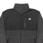 NEW BALANCE Mens Black & Dark Grey Athletic Zip Jacket M Polyester Blend