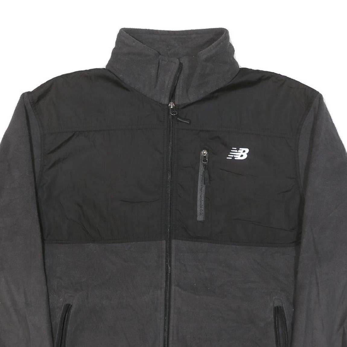 NEW BALANCE Mens Black & Dark Grey Athletic Zip Jacket M Polyester Blend