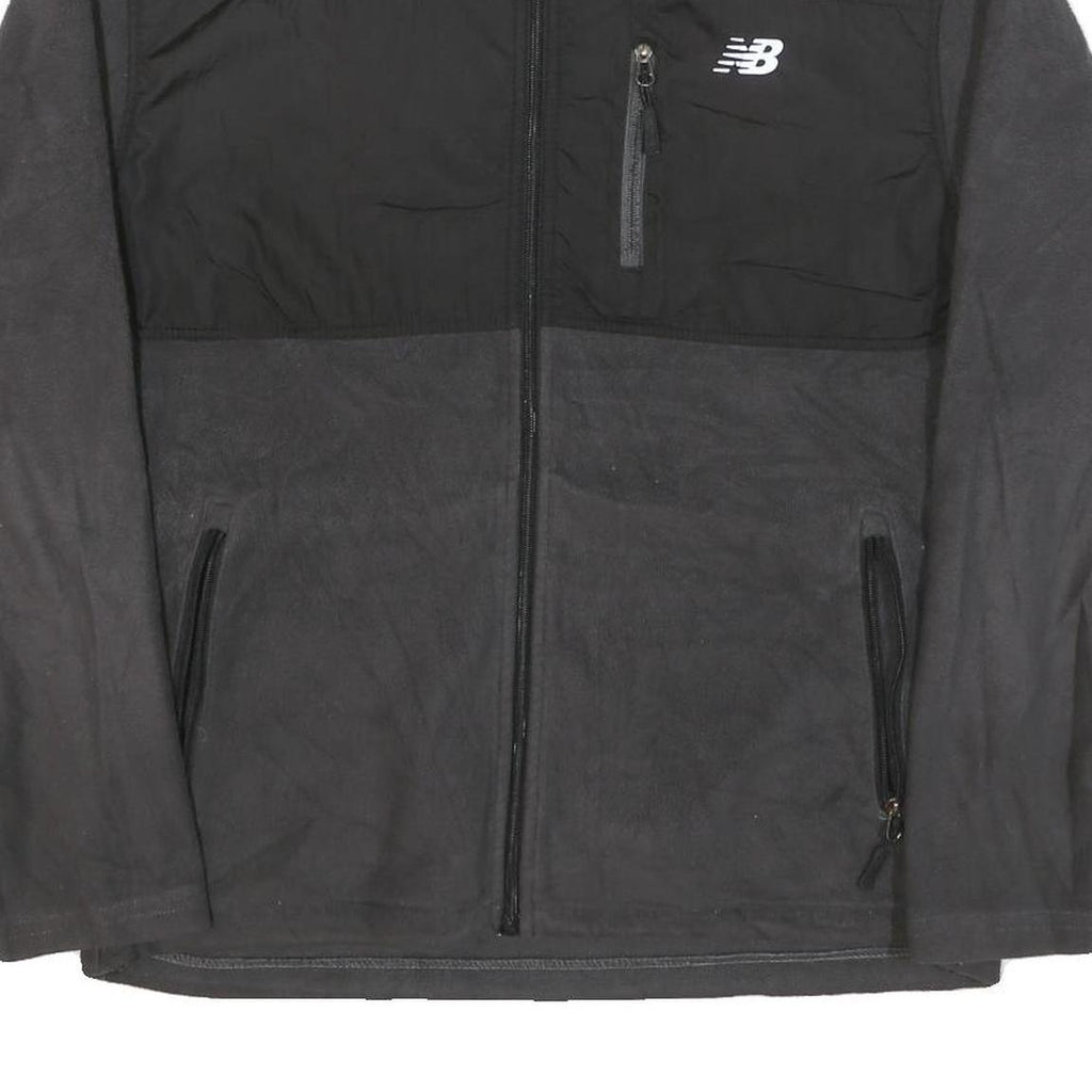 NEW BALANCE Mens Black & Dark Grey Athletic Zip Jacket M Polyester Blend