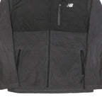 NEW BALANCE Mens Black & Dark Grey Athletic Zip Jacket M Polyester Blend