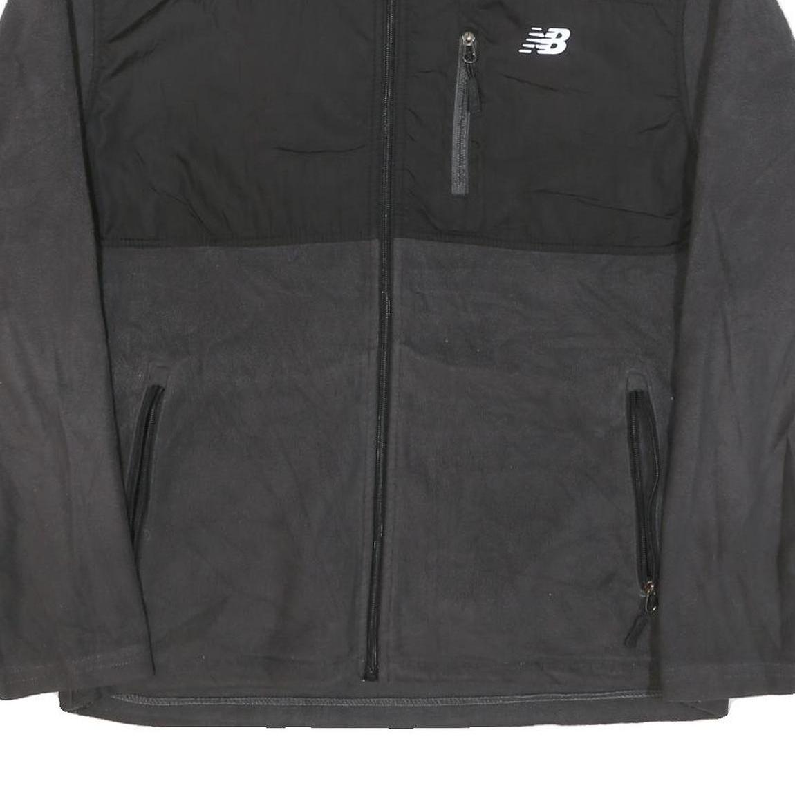 NEW BALANCE Mens Black & Dark Grey Athletic Zip Jacket M Polyester Blend
