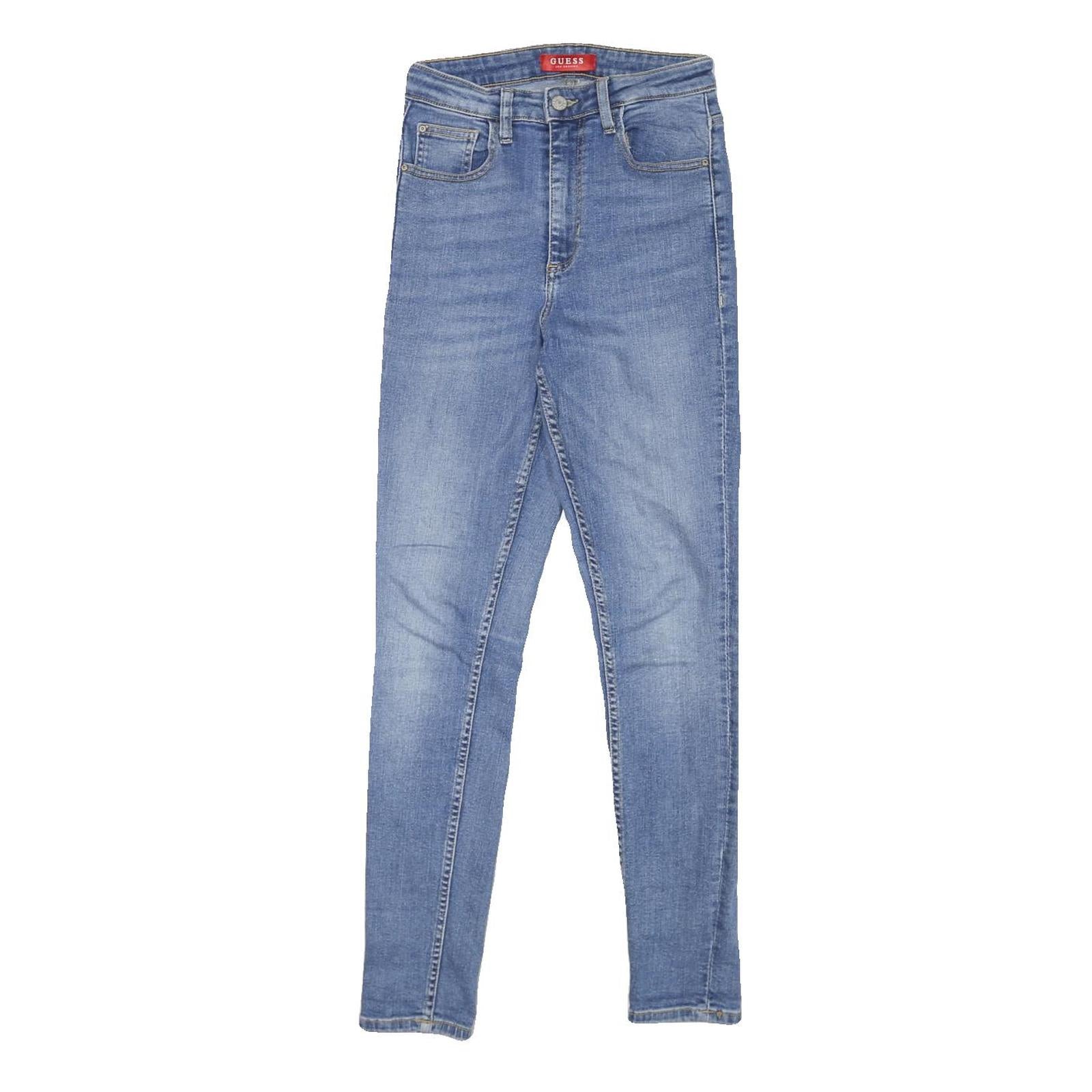 GUESS Womens Slim Fit Blue Denim Jeans Cotton Blend Zip W24 L28 Skinny Style