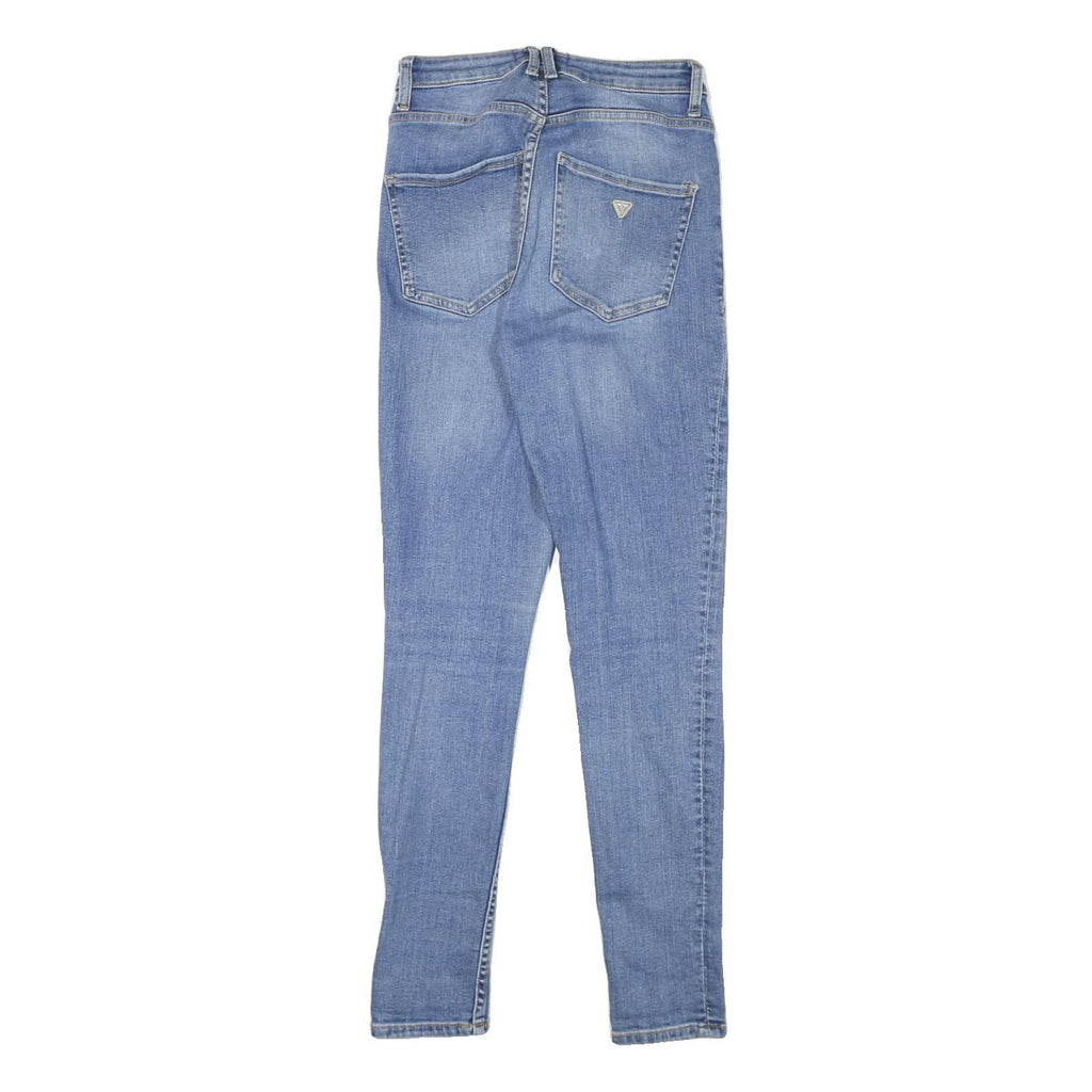 GUESS Womens Slim Fit Blue Denim Jeans Cotton Blend Zip W24 L28 Skinny Style