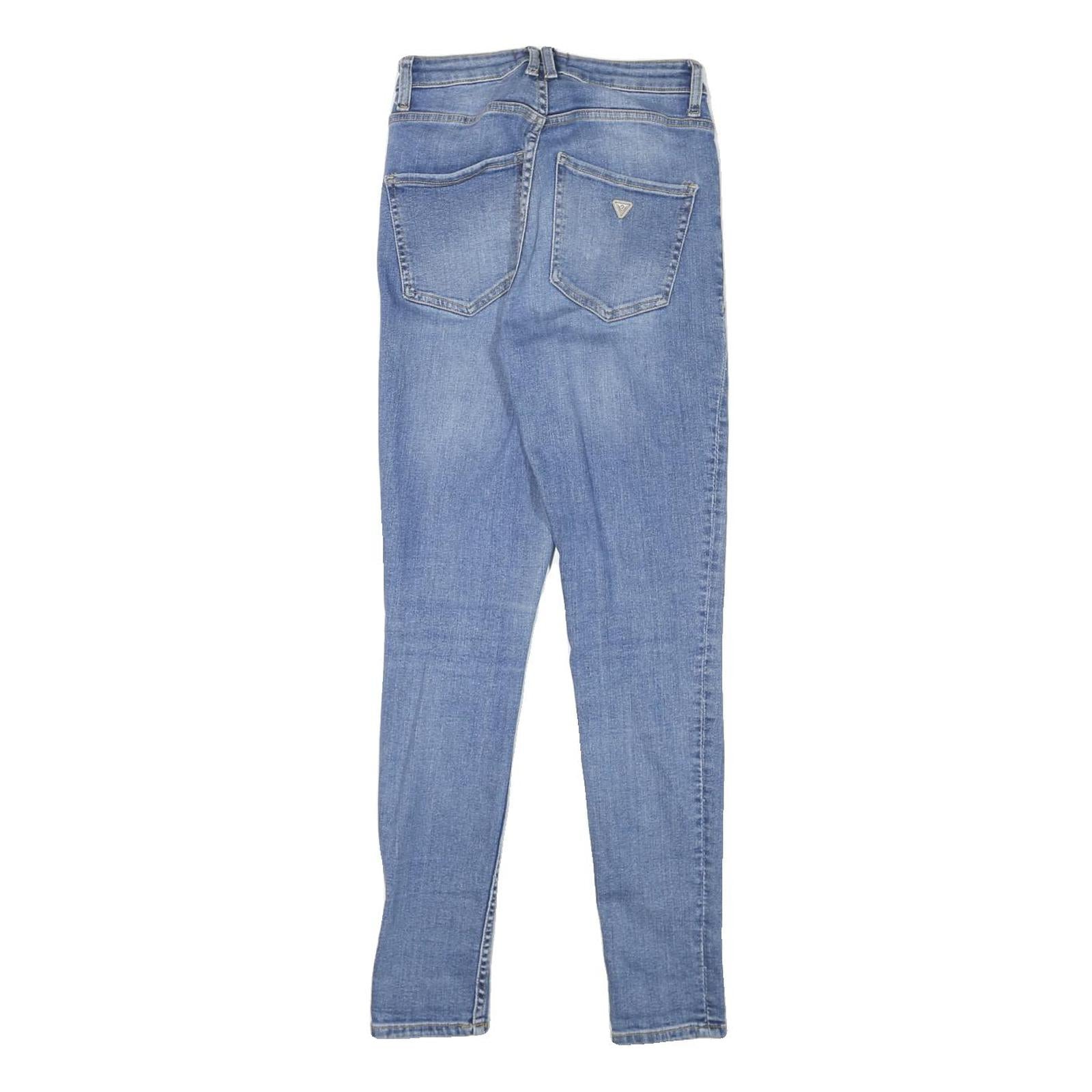 GUESS Womens Slim Fit Blue Denim Jeans Cotton Blend Zip W24 L28 Skinny Style