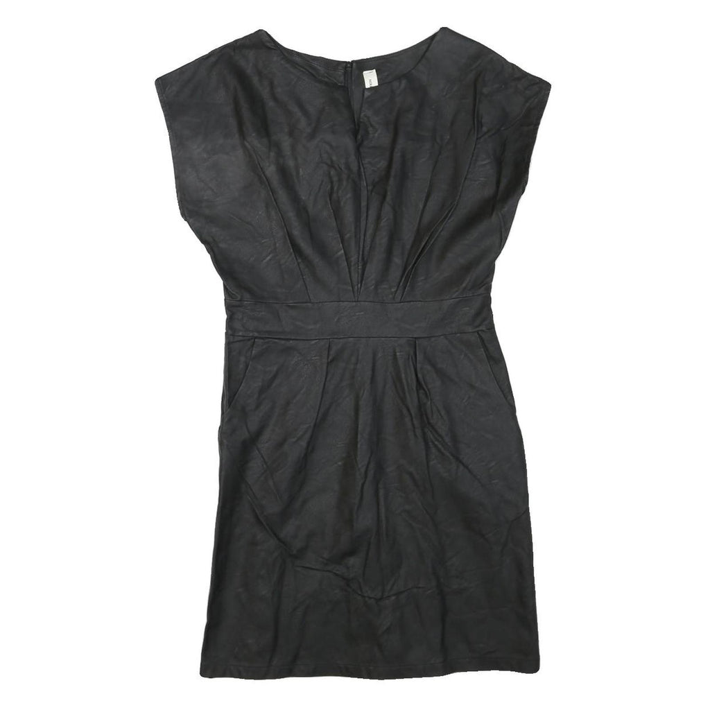NEW COLLECTION Womens Black Plain Day Dress Polyester Blend Sleeveless M Simple