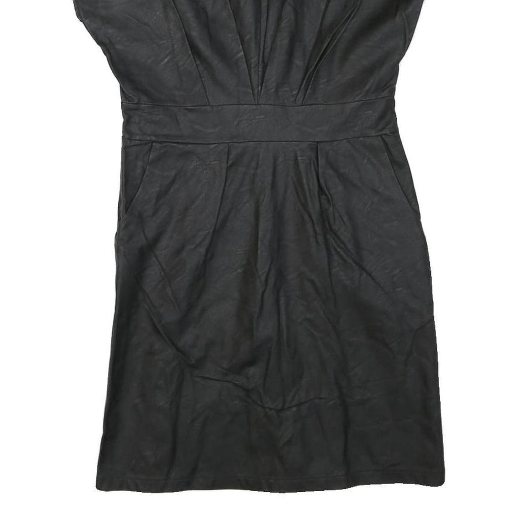 NEW COLLECTION Womens Black Plain Day Dress Polyester Blend Sleeveless M Simple