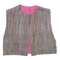Womens Multicolour Striped Sleeveless Jacket One Size Woven Classic Casual Vest