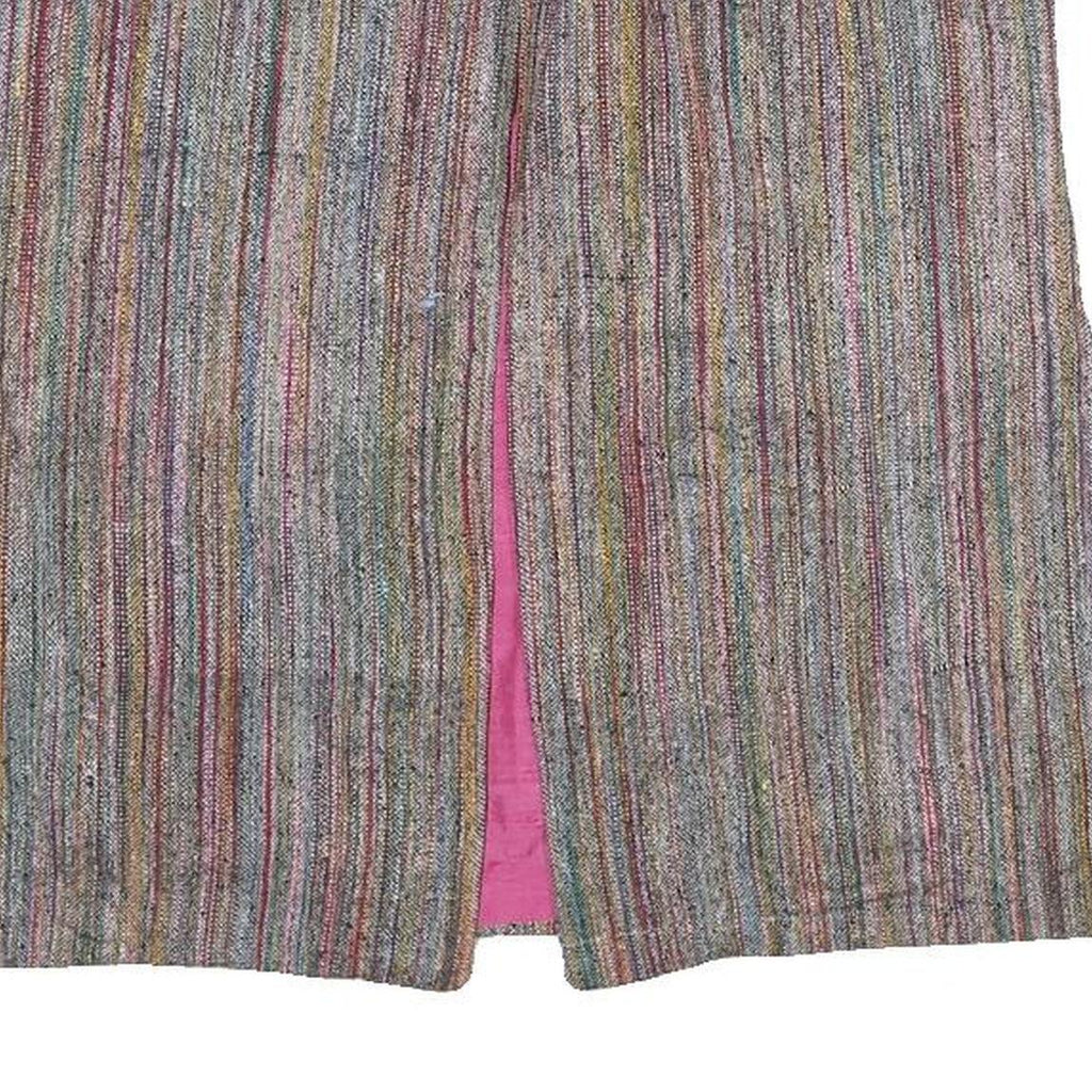 Womens Multicolour Striped Sleeveless Jacket One Size Woven Classic Casual Vest