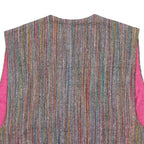 Womens Multicolour Striped Sleeveless Jacket One Size Woven Classic Casual Vest
