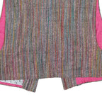 Womens Multicolour Striped Sleeveless Jacket One Size Woven Classic Casual Vest