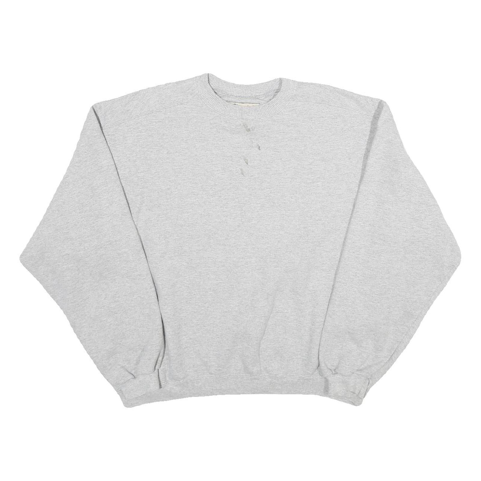CHAMPION Womens Grey Cotton Blend Crew Neck Sweatshirt L Casual Pullover
