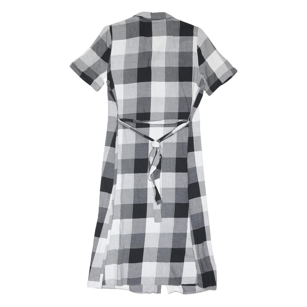 NEXT Womens Black & White Check Fit & Flare Cotton Blend Shirt Dress UK 14
