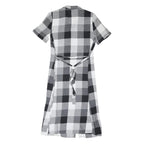 NEXT Womens Black & White Check Fit & Flare Cotton Blend Shirt Dress UK 14