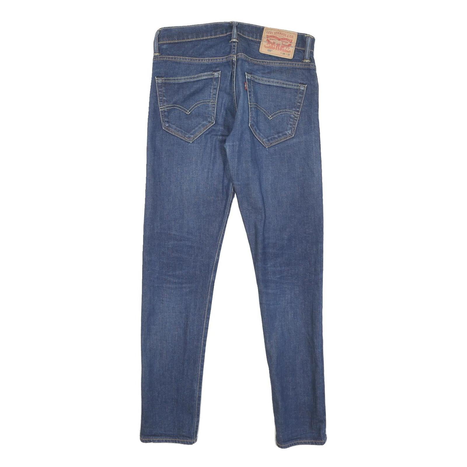 LEVI'S 520 Mens Jeans Blue Slim Skinny Denim Raw W28 L32 Stretch Classic