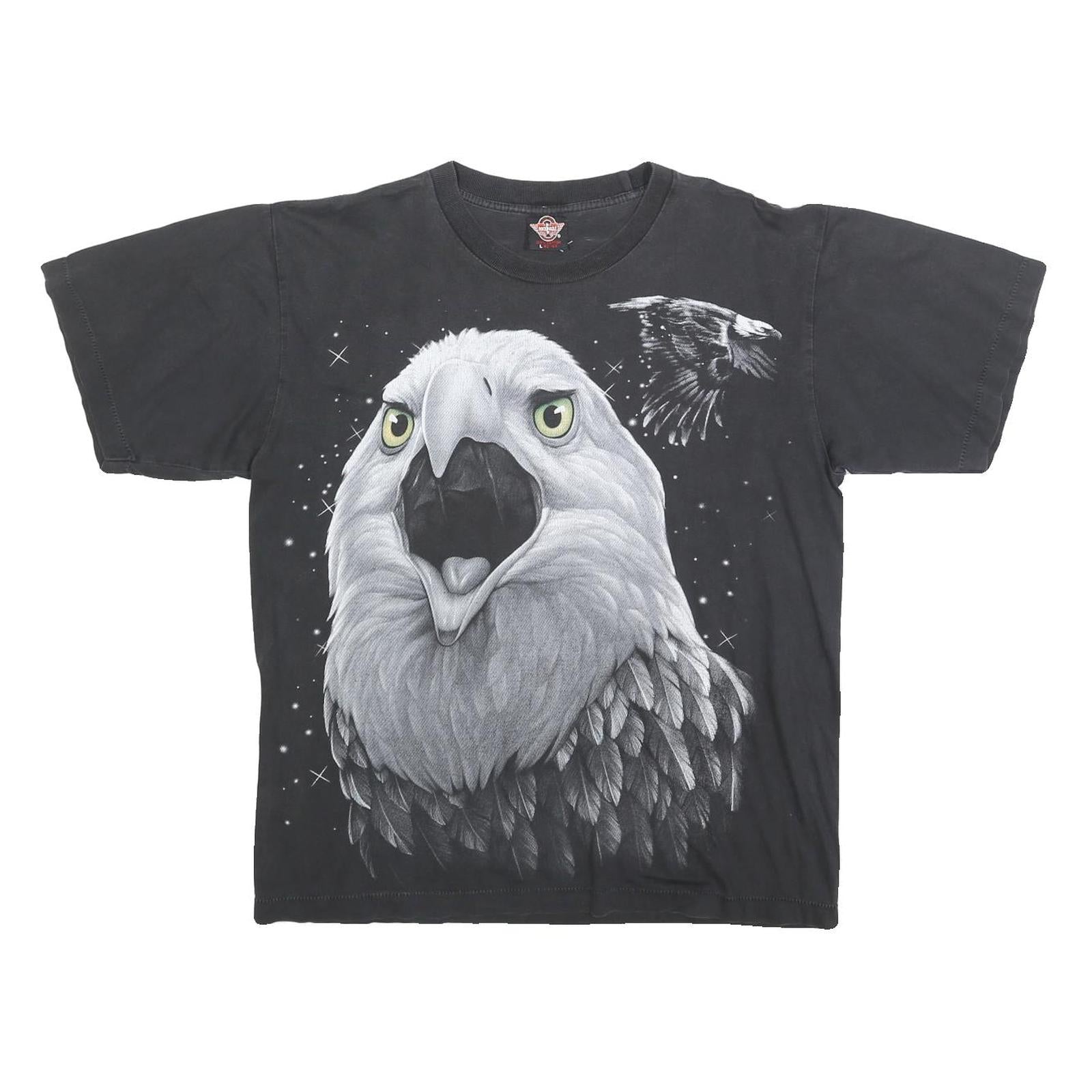ROCK EAGLE Single Stitch Mens Black Eagle Graphic T-Shirt L Short Sleeve