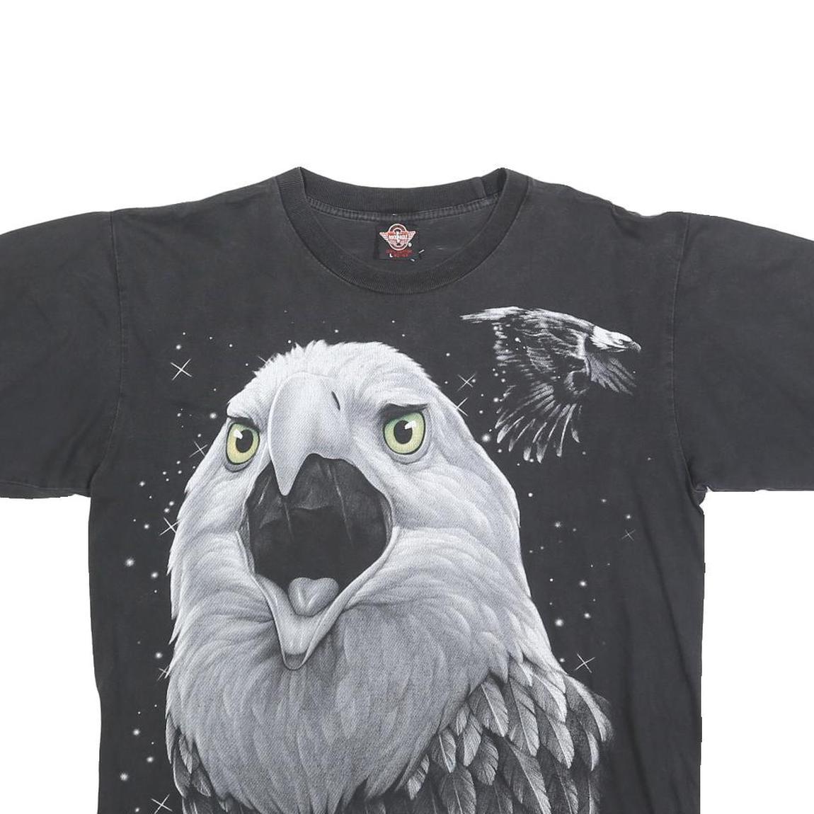 ROCK EAGLE Single Stitch Mens Black Eagle Graphic T-Shirt L Short Sleeve