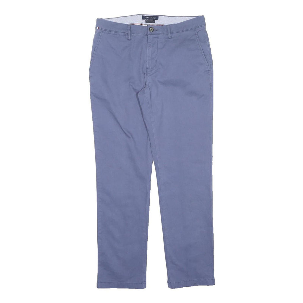 TOMMY HILFIGER Womens Cotton Blend Blue Regular Fit Straight Leg Trousers W29