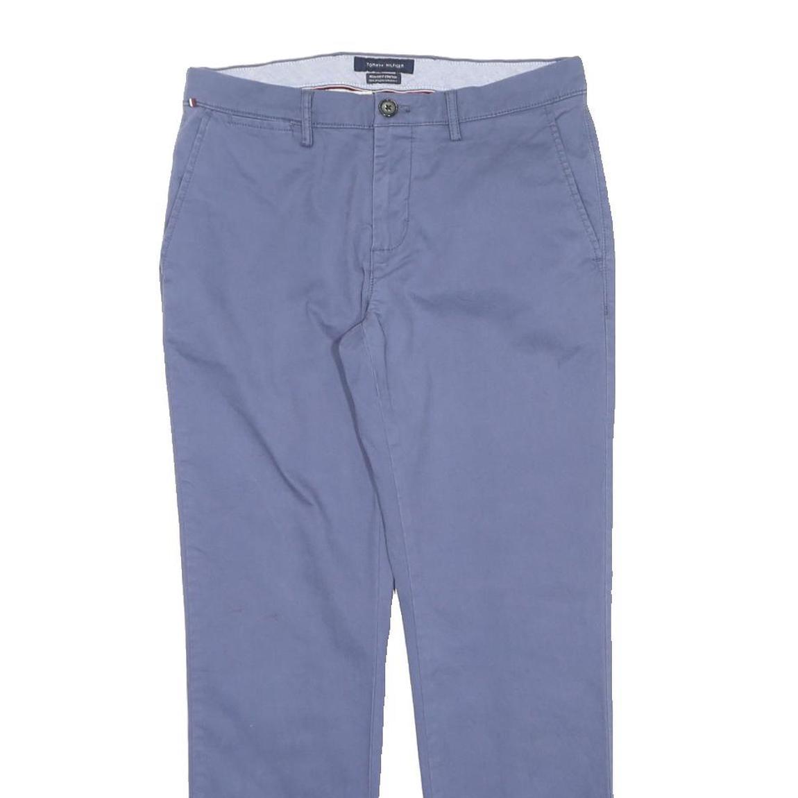 TOMMY HILFIGER Womens Cotton Blend Blue Regular Fit Straight Leg Trousers W29