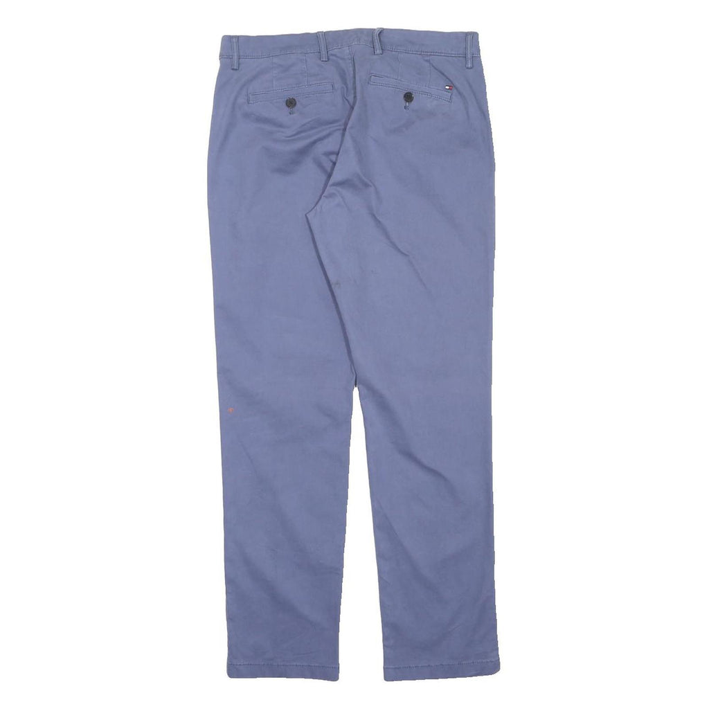 TOMMY HILFIGER Womens Cotton Blend Blue Regular Fit Straight Leg Trousers W29