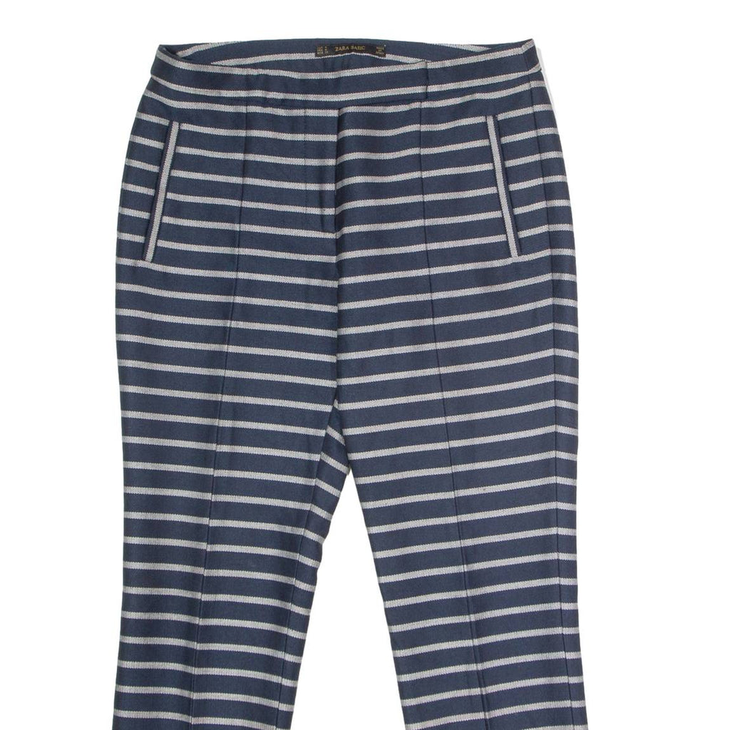 ZARA Striped Womens Trousers Blue Regular Tapered W30 L26