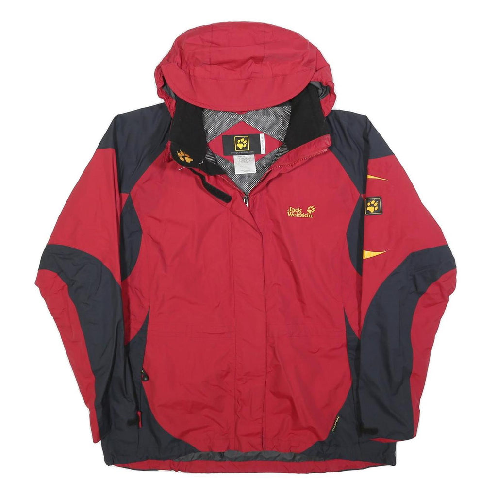 JACK WOLFSKIN Womens Red & Navy Outdoor Jacket UK 18 Polyester Blend Zip