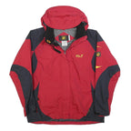 JACK WOLFSKIN Womens Red & Navy Outdoor Jacket UK 18 Polyester Blend Zip
