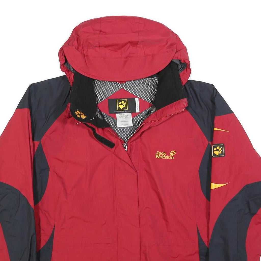JACK WOLFSKIN Womens Red & Navy Outdoor Jacket UK 18 Polyester Blend Zip