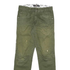 DICKIES Mens Slim Jeans Green Cotton Blend Zip W30 L27 Workwear Utility Style