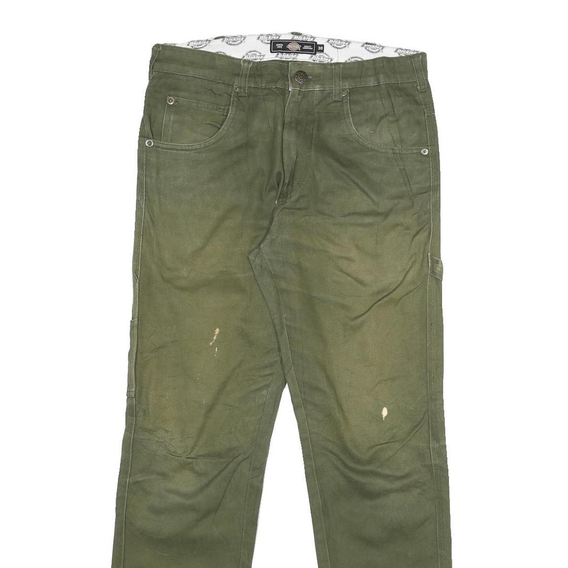 DICKIES Mens Slim Jeans Green Cotton Blend Zip W30 L27 Workwear Utility Style