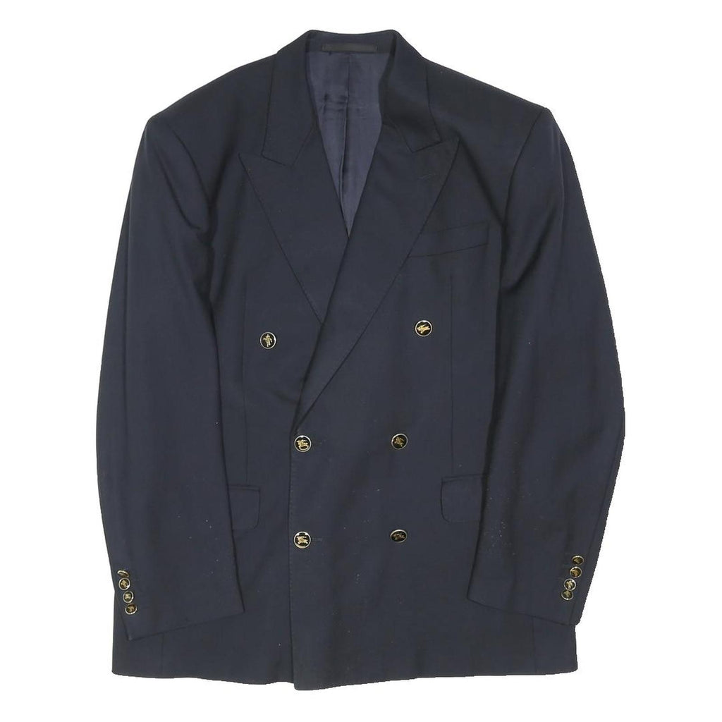 PKZ Mens Navy Blue Wool Double Breasted L Jacket Button Classic Blazer