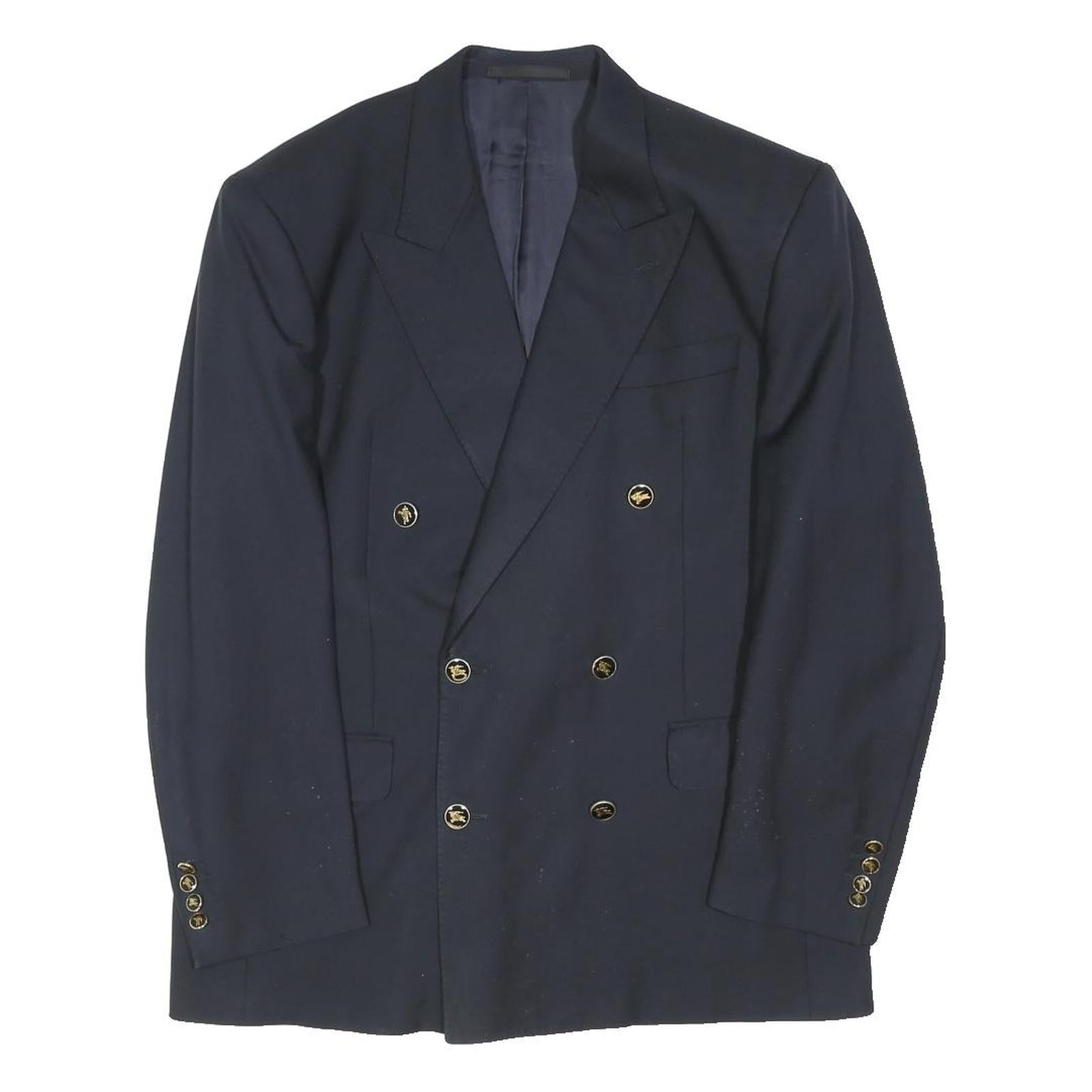 PKZ Mens Navy Blue Wool Double Breasted L Jacket Button Classic Blazer