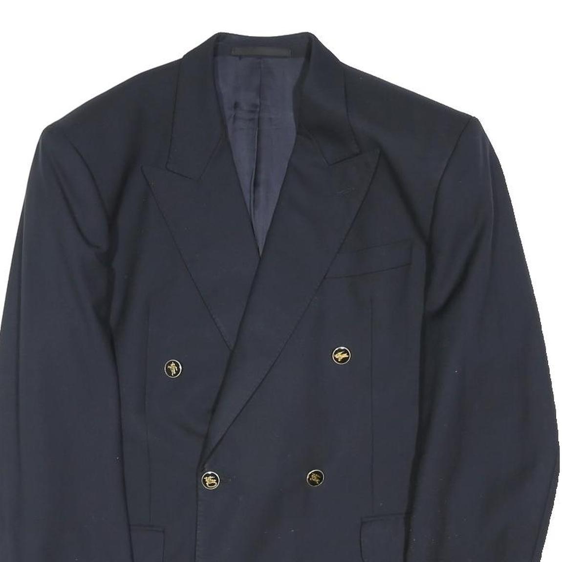 PKZ Mens Navy Blue Wool Double Breasted L Jacket Button Classic Blazer