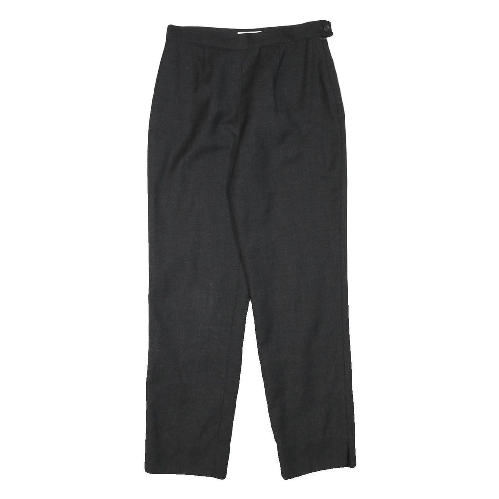 CHADWICKS Womens Wool Black Relaxed Straight Trousers W27 L28 Classic Formal