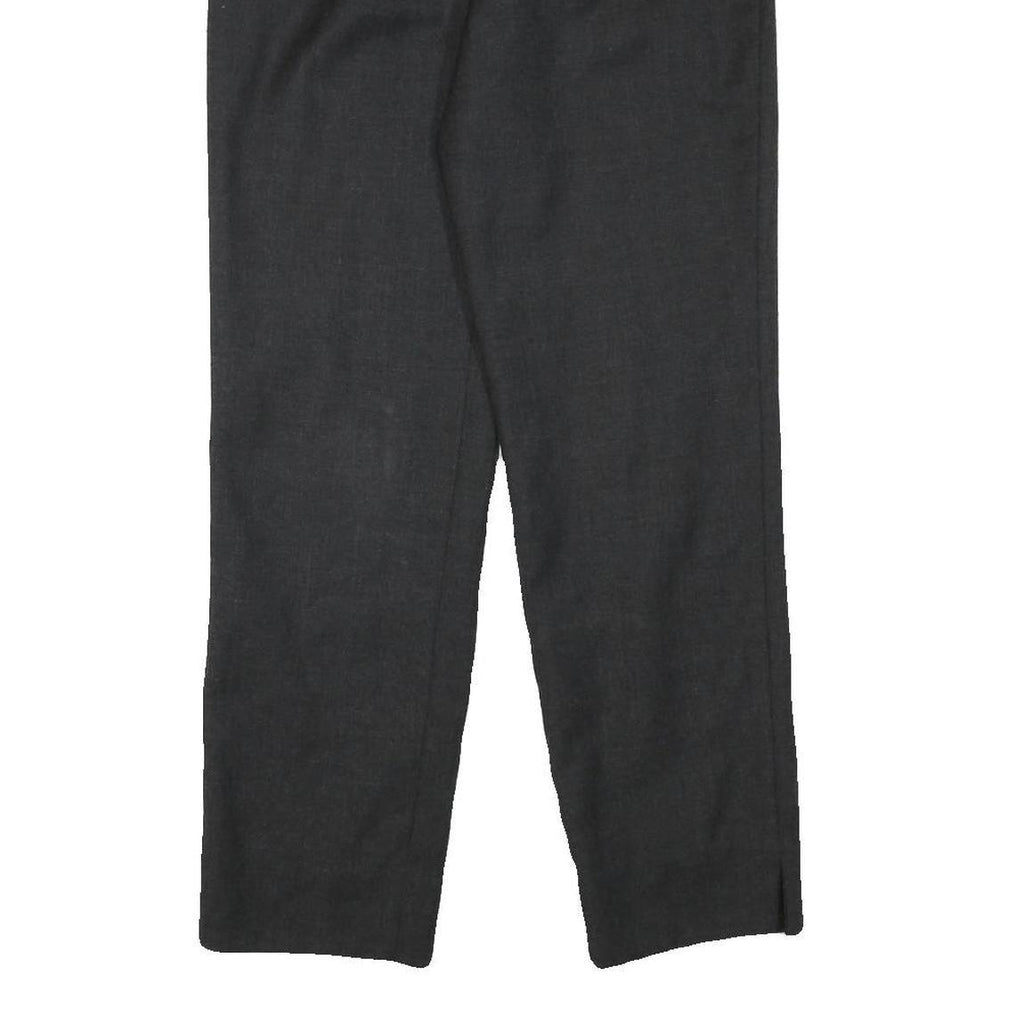 CHADWICKS Womens Wool Black Relaxed Straight Trousers W27 L28 Classic Formal