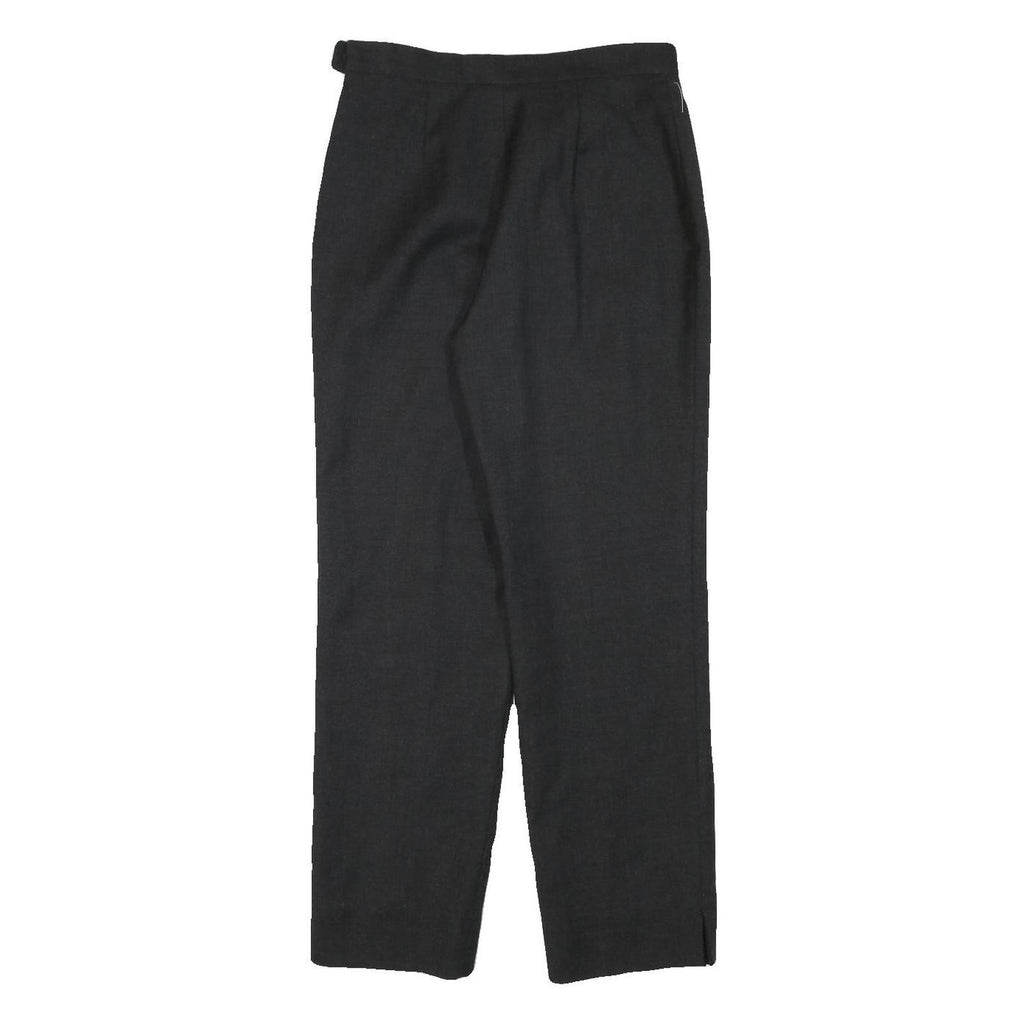 CHADWICKS Womens Wool Black Relaxed Straight Trousers W27 L28 Classic Formal