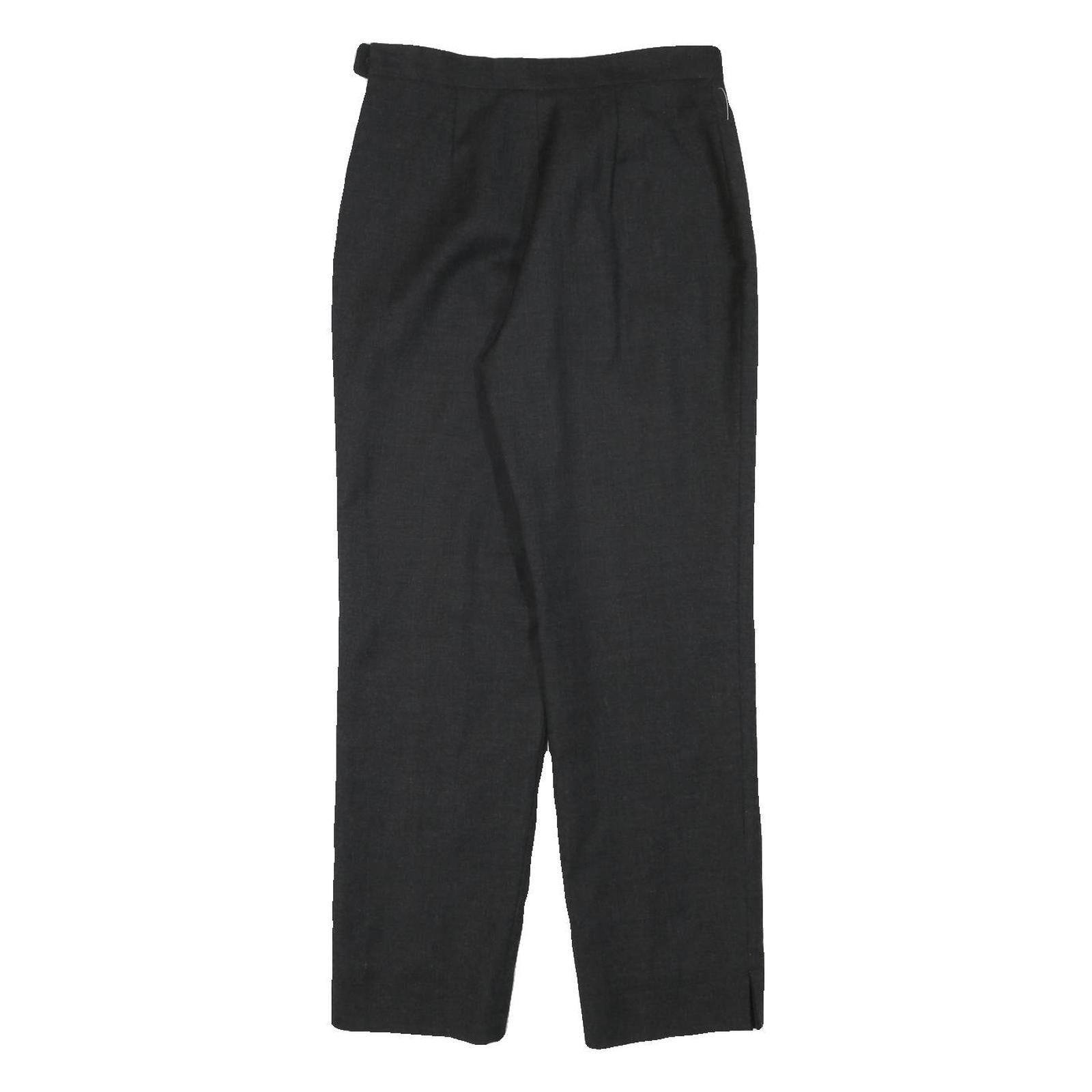 CHADWICKS Womens Wool Black Relaxed Straight Trousers W27 L28 Classic Formal