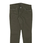 LEVI'S Womens Slim Fit Skinny Jeans Olive Cotton Blend Zip W33 L31 Studded Trim