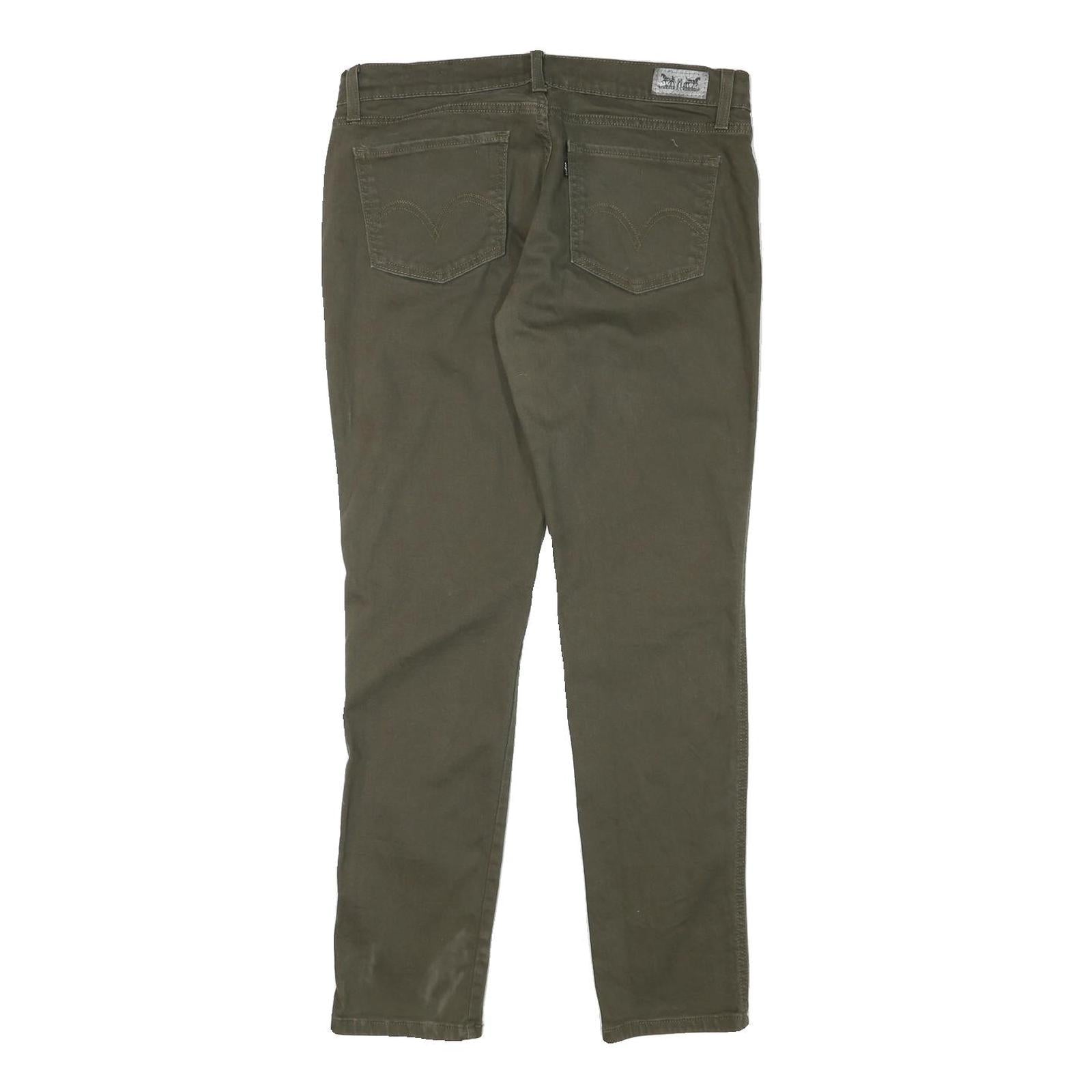 LEVI'S Womens Slim Fit Skinny Jeans Olive Cotton Blend Zip W33 L31 Studded Trim