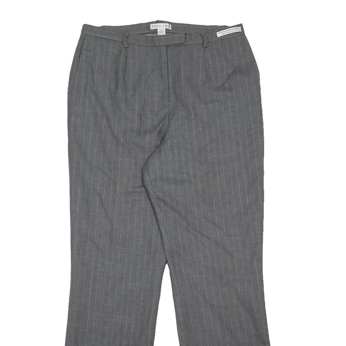 PENDLETON Mens Wool Grey Pinstripe Regular Straight Trousers W30 L30 Classic