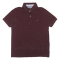 TOMMY HILFIGER Mens Maroon Short Sleeve Polo Shirt S Basic Cotton Blend
