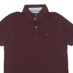 TOMMY HILFIGER Mens Maroon Short Sleeve Polo Shirt S Basic Cotton Blend