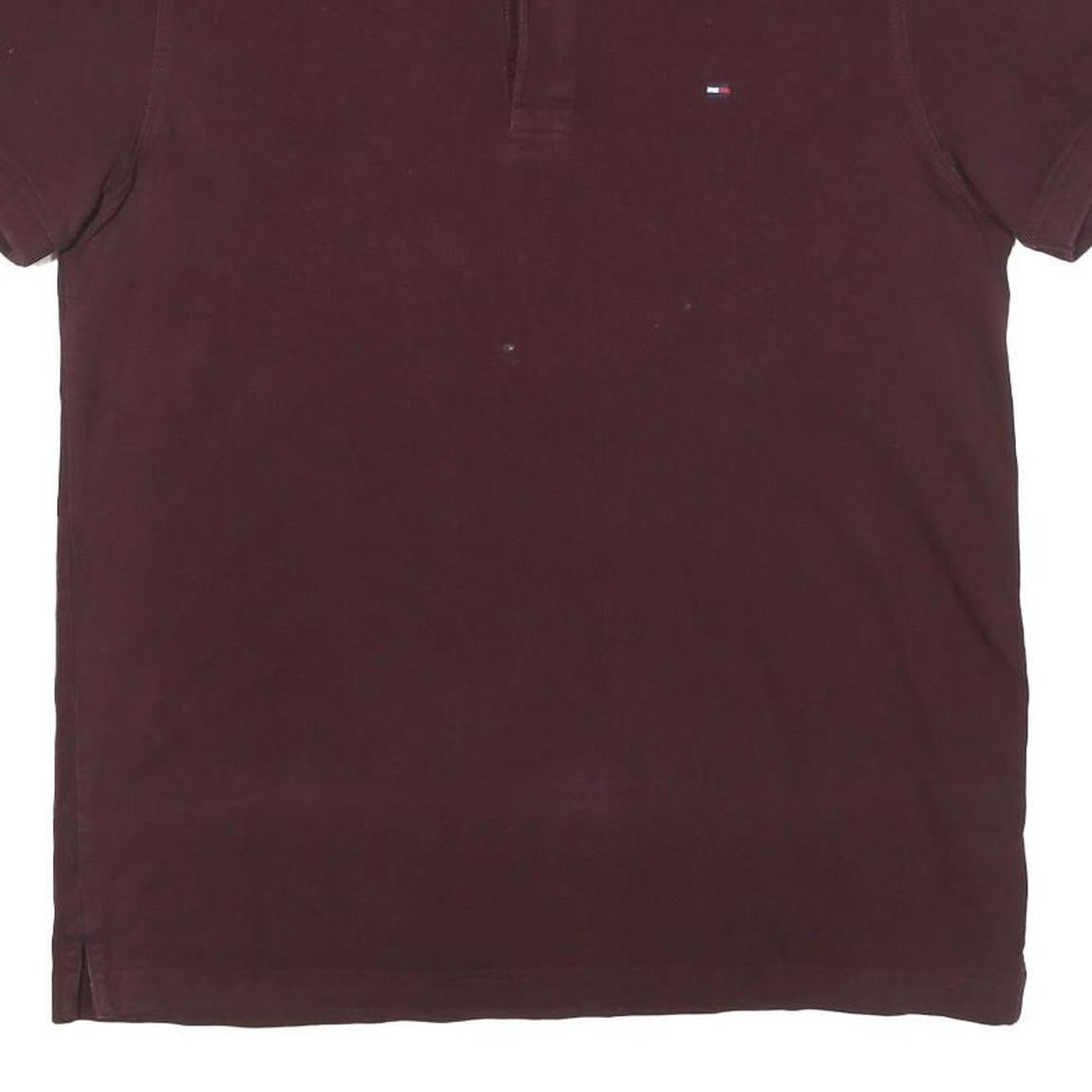 TOMMY HILFIGER Mens Maroon Short Sleeve Polo Shirt S Basic Cotton Blend