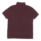 TOMMY HILFIGER Mens Maroon Short Sleeve Polo Shirt S Basic Cotton Blend