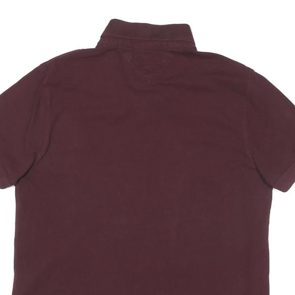 TOMMY HILFIGER Mens Maroon Short Sleeve Polo Shirt S Basic Cotton Blend