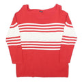 GUESS Womens Red & White Patterned Jumper Crew Neck Basic Knit S Casual Chic