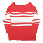 GUESS Womens Red & White Patterned Jumper Crew Neck Basic Knit S Casual Chic