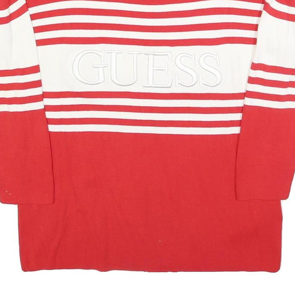 GUESS Womens Red & White Patterned Jumper Crew Neck Basic Knit S Casual Chic