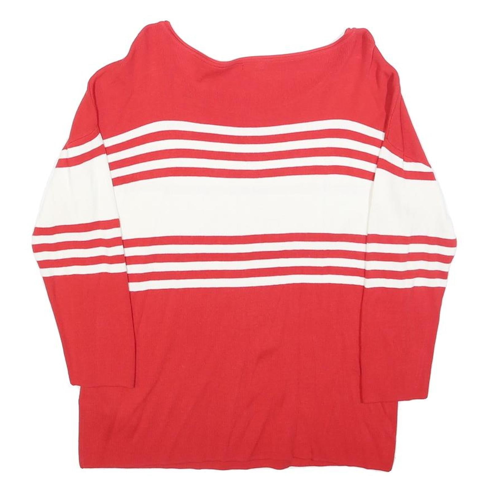 GUESS Womens Red & White Patterned Jumper Crew Neck Basic Knit S Casual Chic